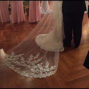 White cathedral lace wedding veil